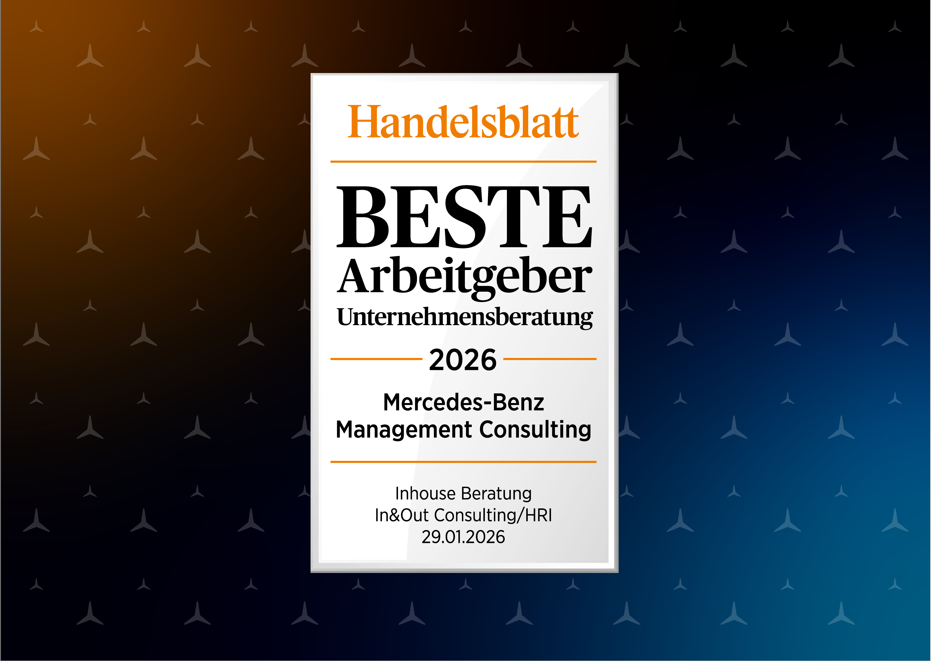 Handelsblatt Beste Arbeitgeber Unternehmensberatung 2026 award for Mercedes-Benz Management Consulting